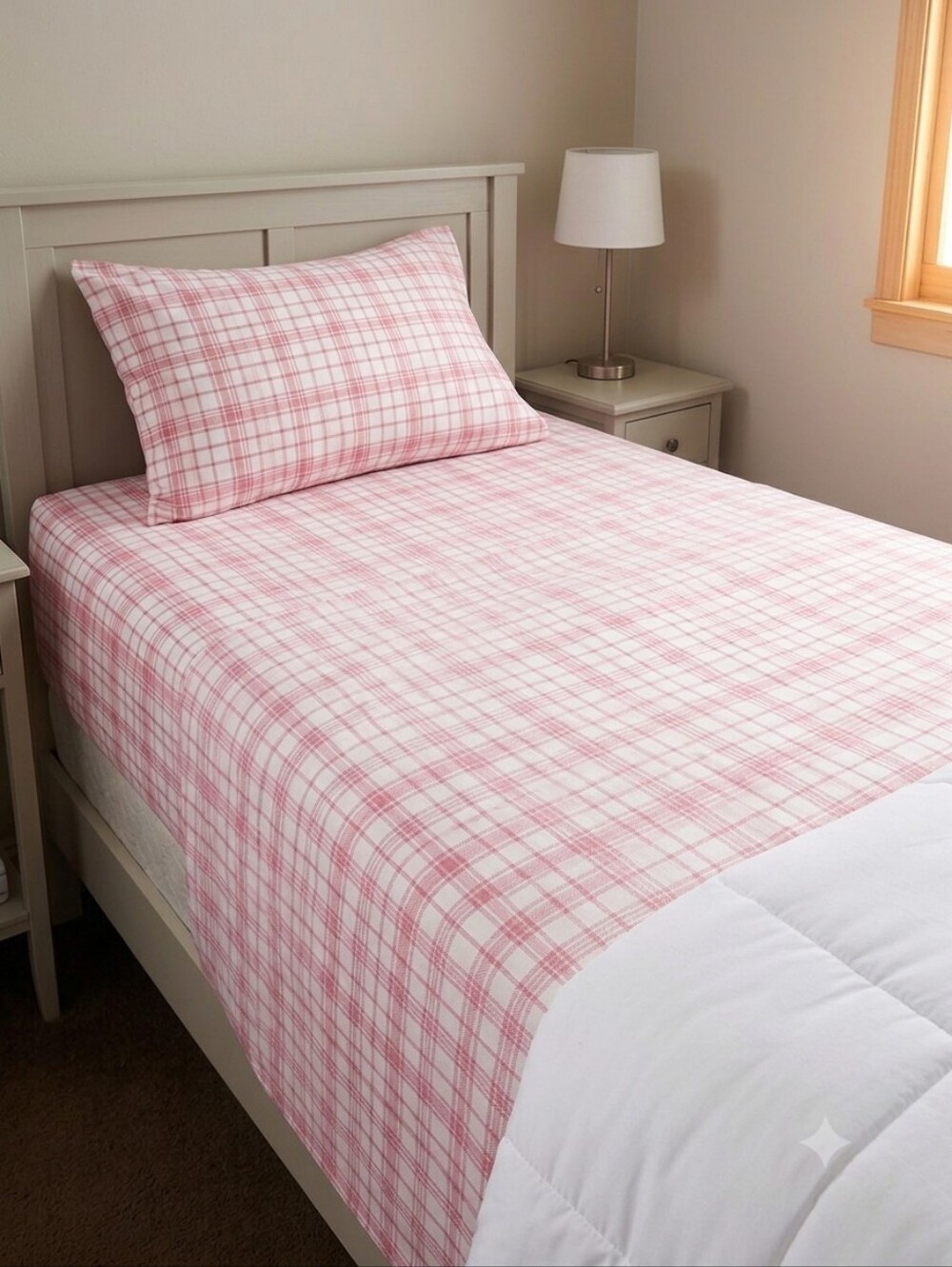 NWT! Cynthia Rowley Sheet Set - Pink Plaid Design - Twin Size